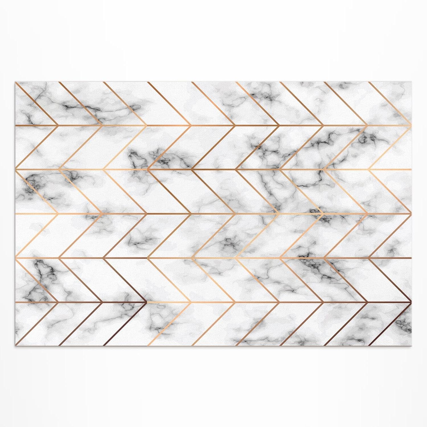 Tapis d'extérieur 120x180 cm PVC marbre à chevrons pour balcon et terrasse