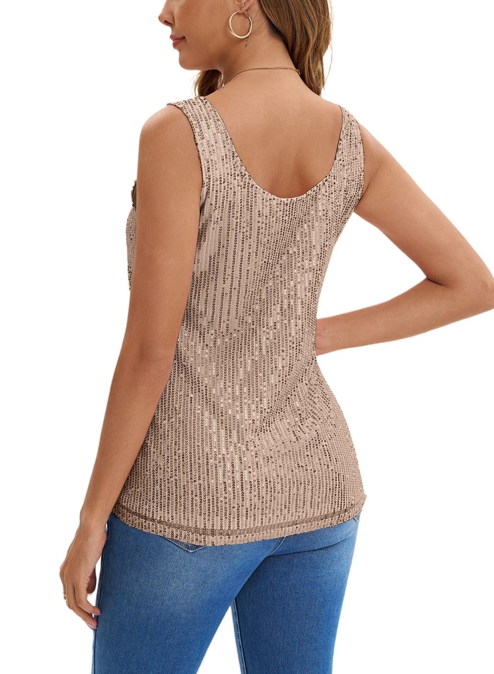 Haut sans manches à paillettes pour femme