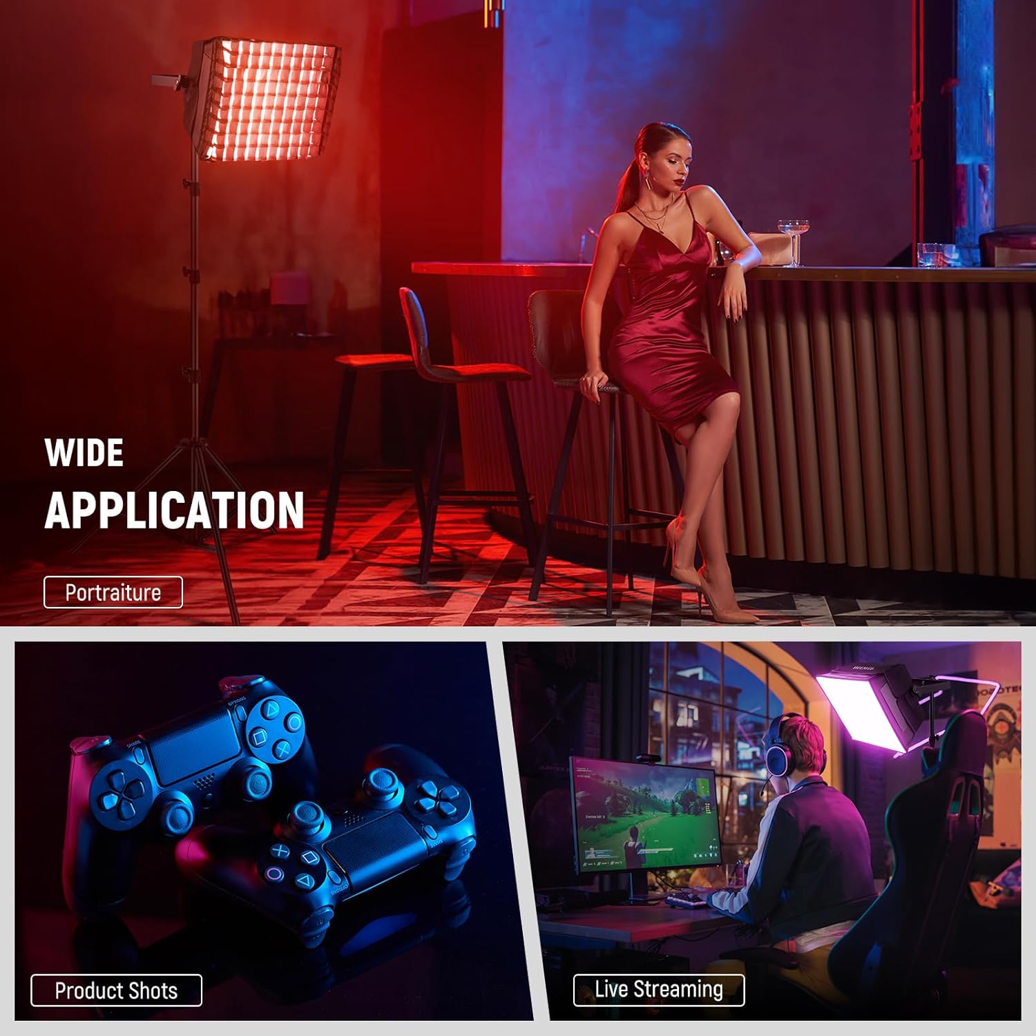 NEEWER Upgraded Softbox Diffuser for PL60C RGB LED Video Light Panel, 15.4"x12.6"/39x32cm Foldable with Grid/Bag/Blackout Hood, No Need to Remove Barndoors Quick Set Up for Portrait Soft Light, NS6S