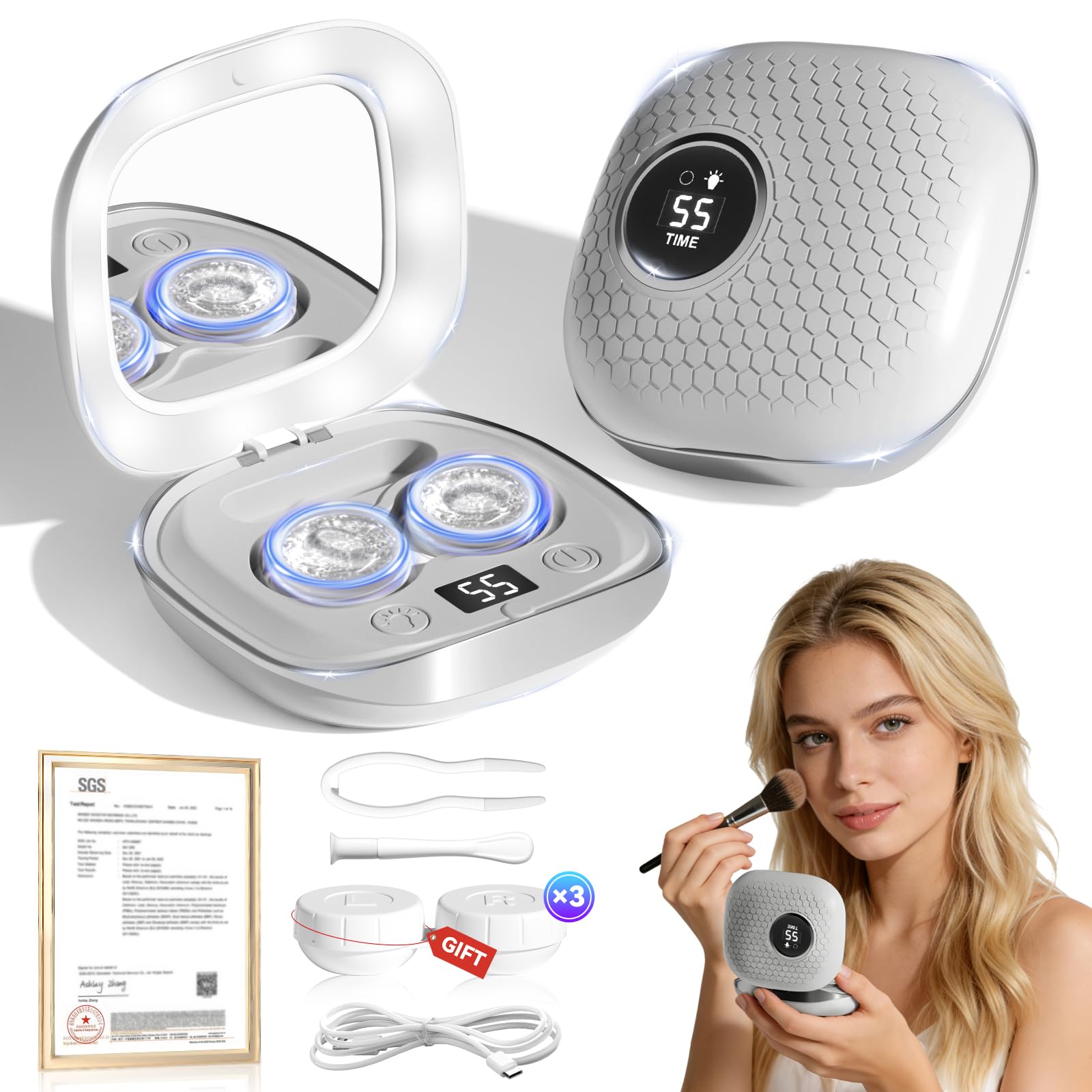 Photo 1 of 2025 Upgraded Ultrasonic Contact Lens Cleaner?50KHz Germany Super Motor??Top1 Intelligent Chip-Smart Modes? Gentle Cleaning & 99% Brightness, Portable Soft Contact Lens Care Tools Home Travel (Grey)