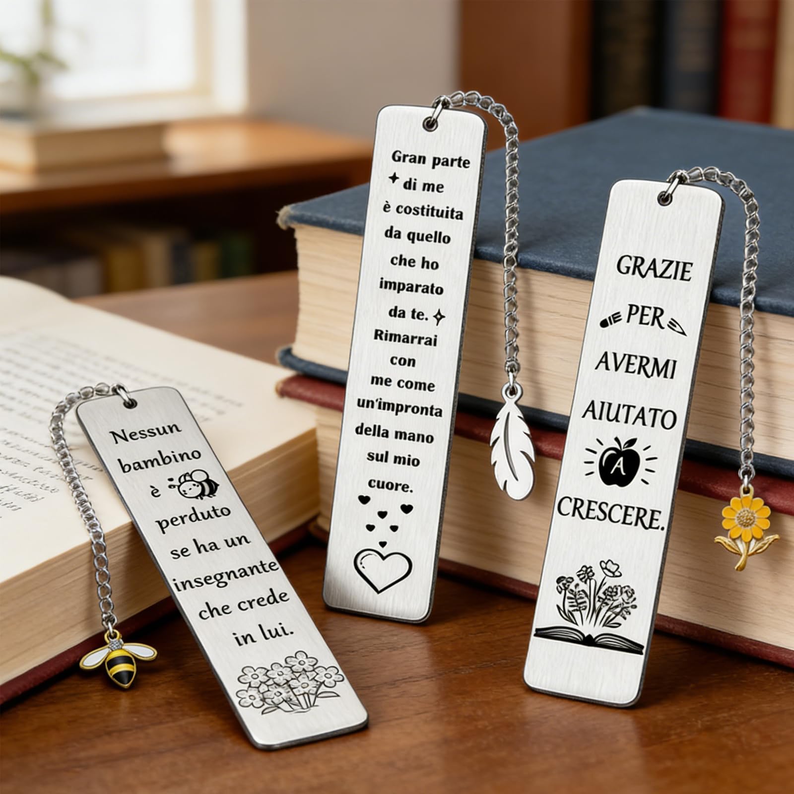 6 Pezzi Segnalibro Maestra Insegnate, Regalo Maestre Fine Anno, Personalizzato per Giornata Degli Insegnanti Grazie,Marcatori di Pagina, Regalo Fine Anno Studenti, Natale Compleanno Laurea