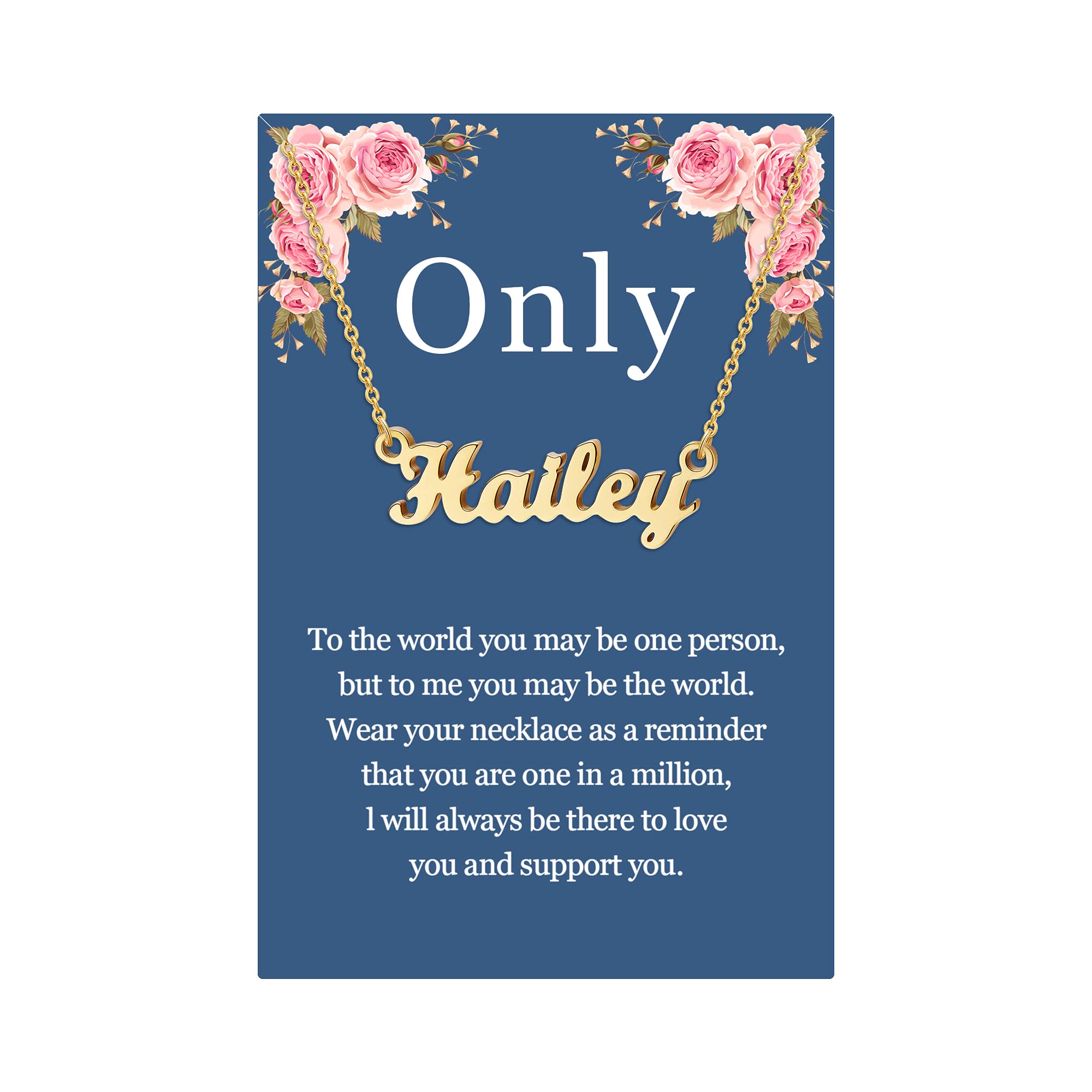 SANNYRA Name Necklace Personalized, 18K Gold Plated Silver-plated Customized Nameplate Necklaces Jewelry Gifts for Women