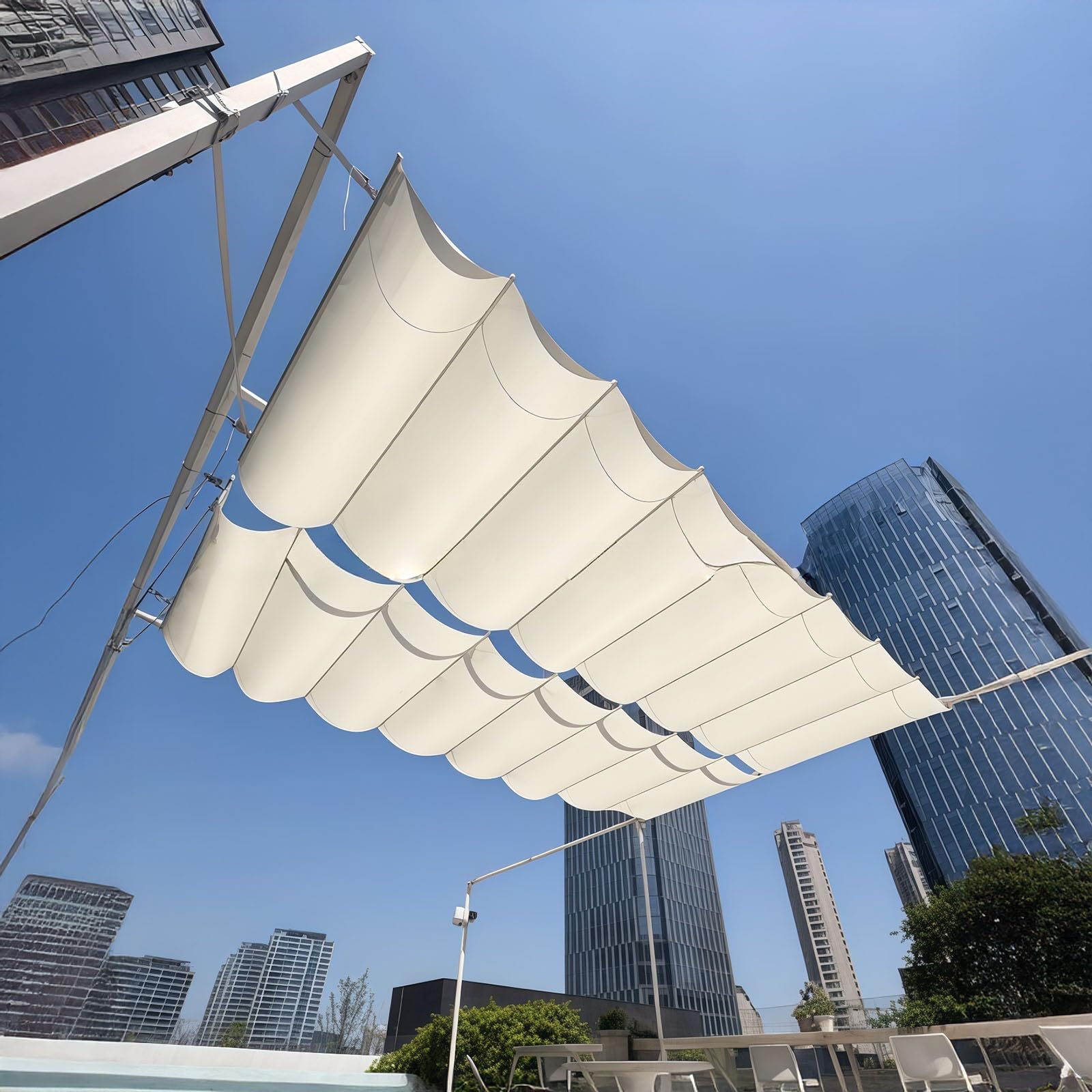 Voile d'ombrage ondule retractable robuste couverture de pergola 2x4