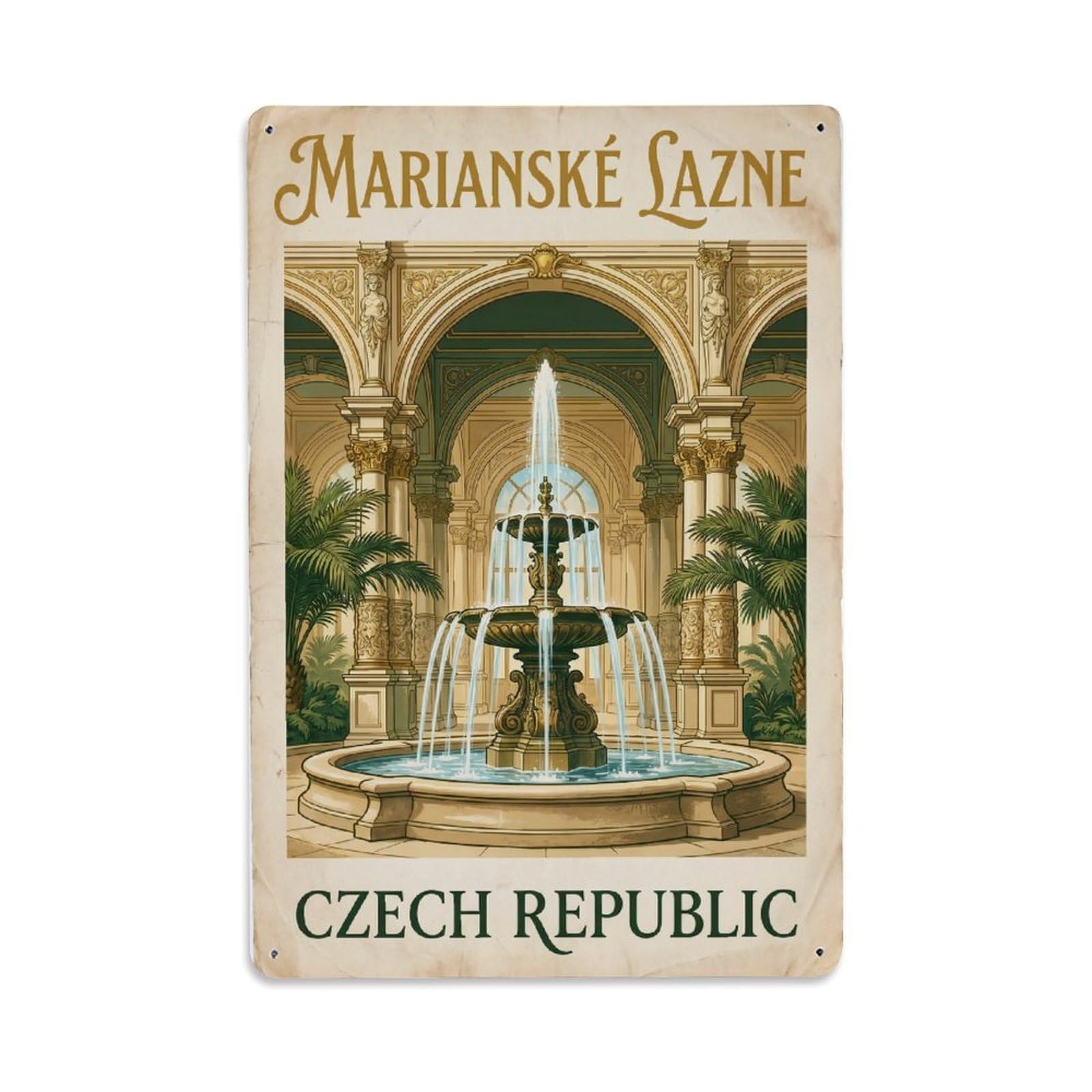 Czech Republic Marianske Lazne Travel Metal Tin Sign Plaque Wall Decor for Cafe, Club Bar, Office, Garden Metal Poster 8x12Inch