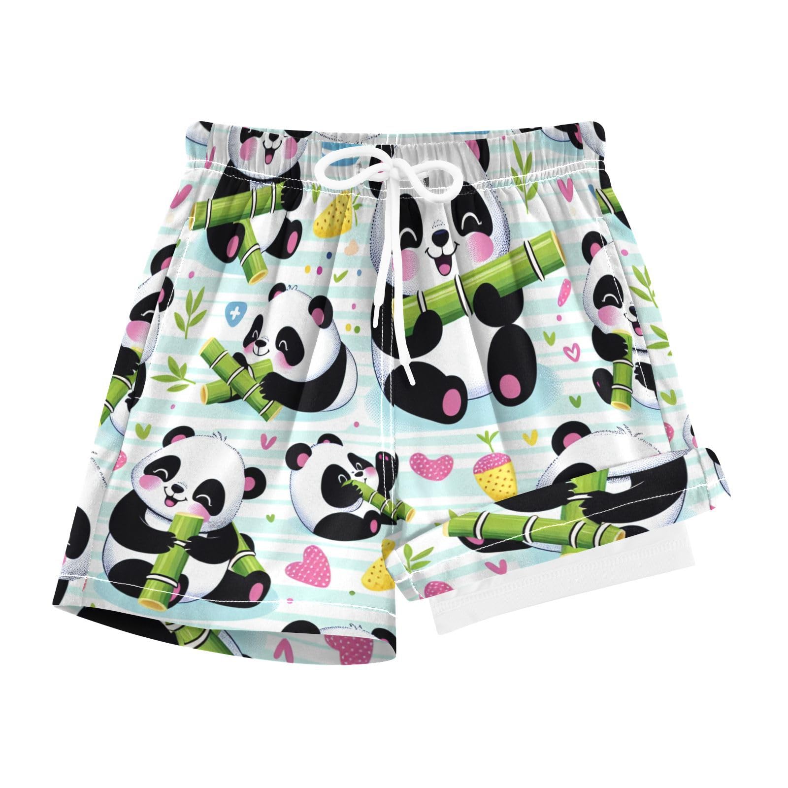 YANENDIE Boy Swim Trunks with Compression Liner Cute Animals Boys Swim Shorts Quick Dry Beach Shorts