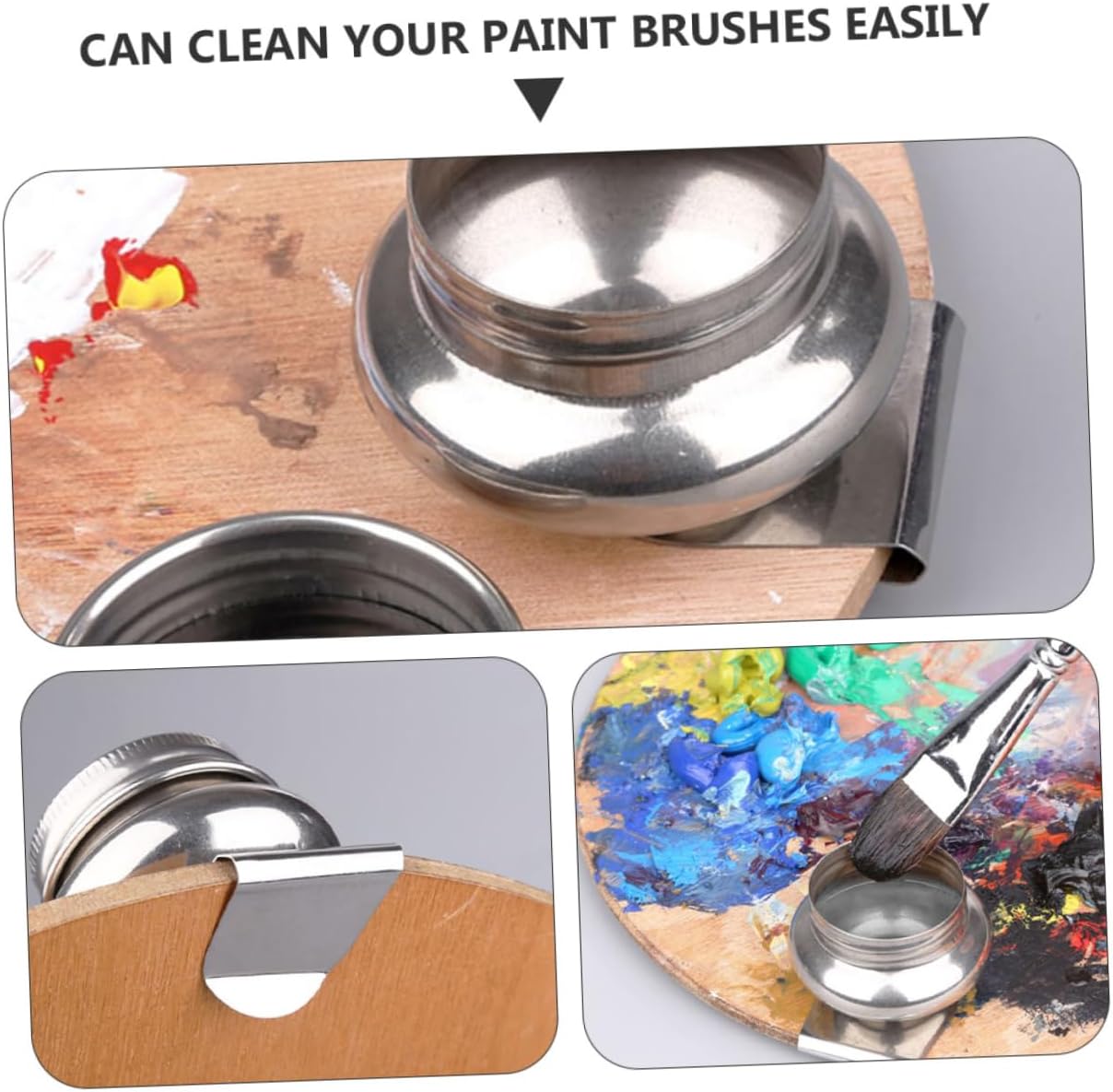 3pcs Paint Washer Stainless Steel Brush Wash Containers Easy to Carry for Artists