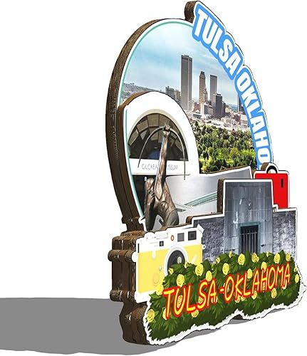 Miniatura 2 de Tulsa Oklahoma USA - Imán de madera para nevera, monumentos 3D, recuerdos coleccionables, decoración hecha a mano, 2