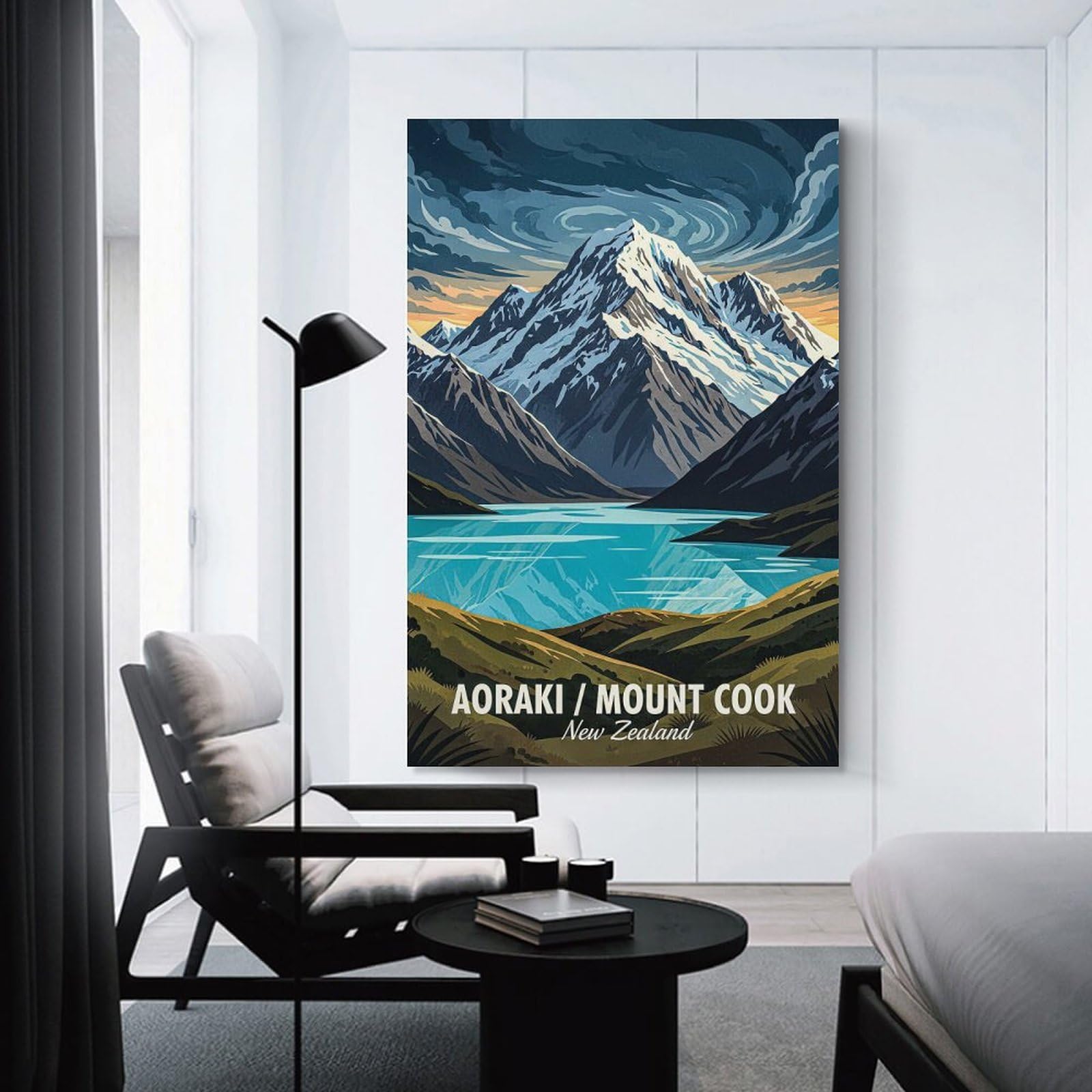 Junmoney Unframe-Style-22 Canvas Wall Picture Aoraki Mount Cook New Zealand, 20X30inch(50X75cm), For Study, Office Or Focused Interiors, Wall Art That Adds Style To Work Areas