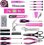 206-Piece Ensemble d'outils rose pour les femmes,Kit d'outil maison basique pour les filles filles dames,Boîte à outils main pour appartement Garage Bureau College Dorm & DIY Projets