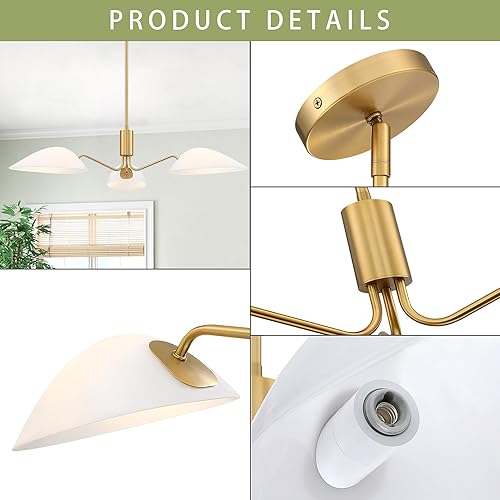 Miniatura 6 de MEXO Sputnik - Candelabros de cristal modernos, lámpara colgante dorada con pantalla de vidrio para comedor, isla de cocina