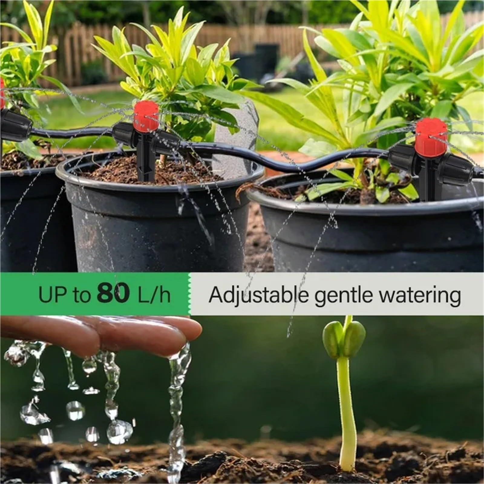 Emisores de Riego por Goteo 5/30 emisores de riego por Goteo 360 ​​Grados, gotero automático for jardín, Flores, Boquilla, Suministros 8 o 1 Orificio(Blue-30PCS)
