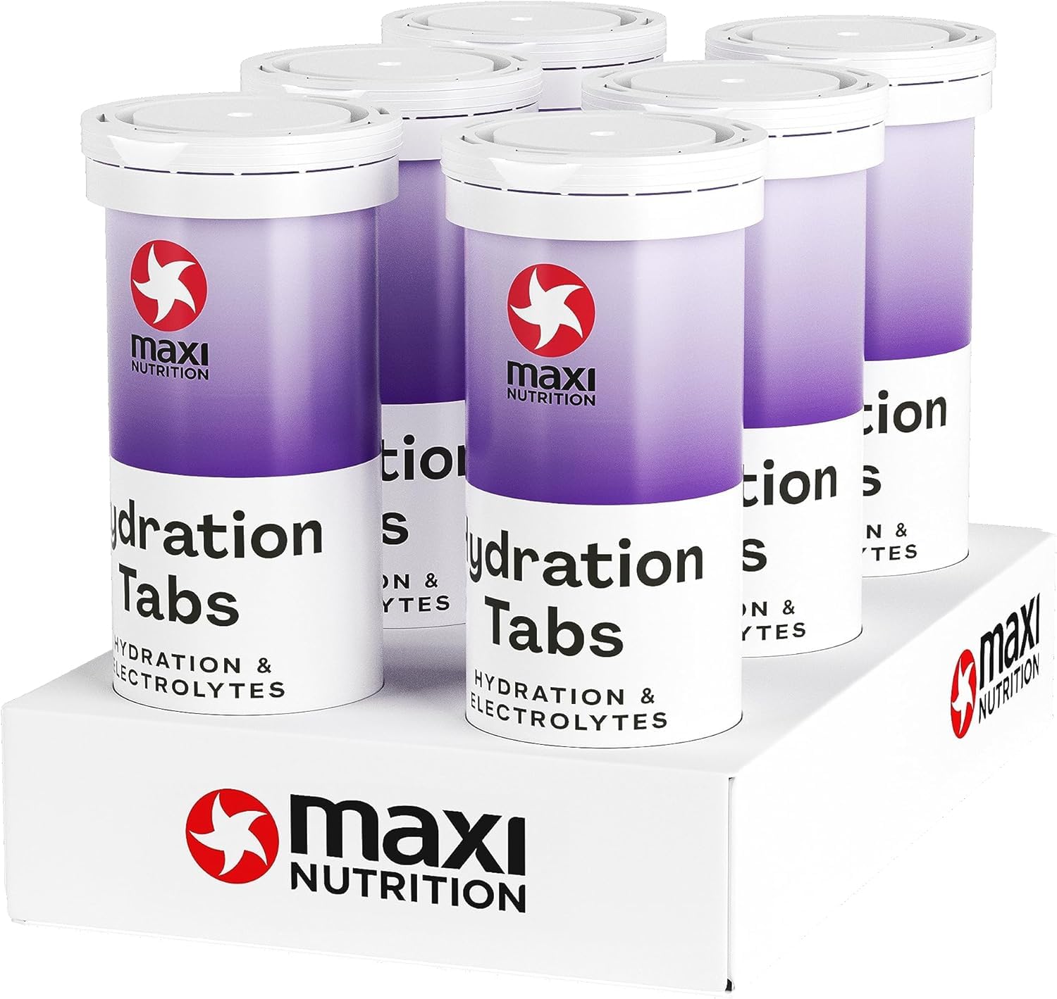 MaxiNutrition Hydration Tabs Black Currant, Elektrolyte-Tabletten für erfrischendes Fitnessgetränk, Regenerierung des Mineralhaushalts, zuckerfrei, vegan, ohne künstliche Aromen, 1 Stück (6er Pack)