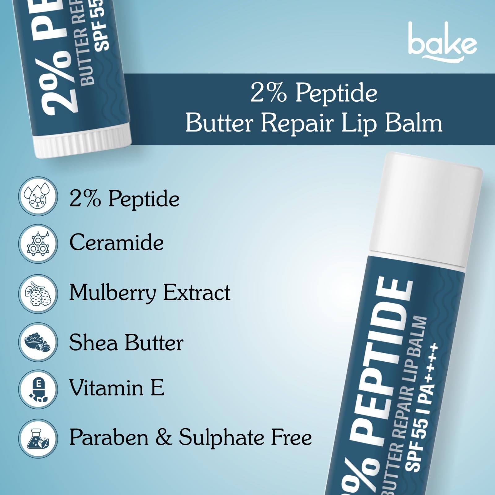 BAKE 2% Peptide + Ceramide Butter Brightening Lip Balm SPF 55 PA++++ with 24 Hour Moisturization, for Dark Pigmented, Dry - Image 2