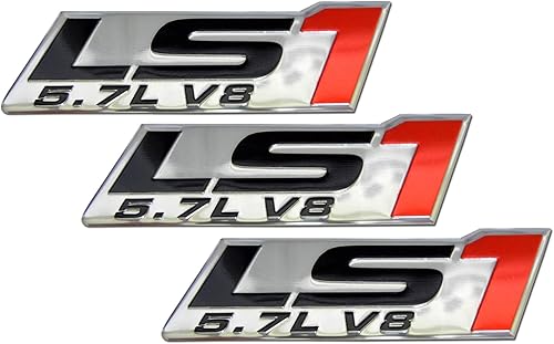 Miniatura 3 de LS1 5.7L V8 Emblemas de motor rojo altamente pulido aluminio cromado plateado compatible con Pontiac Trans Am Firebird Chevy Corvette C5 ZR1 Camaro