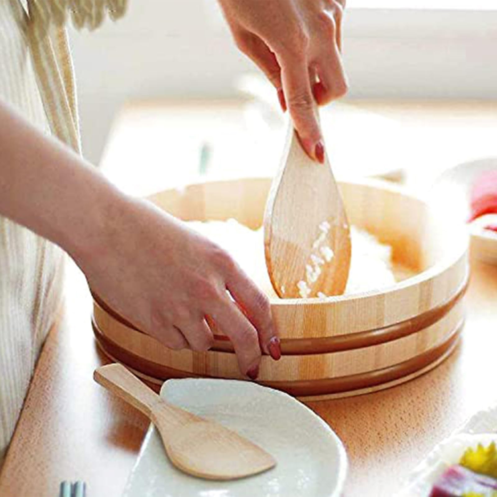 Holz Sushi Reisschale Sushi Rührwanne mit Schaufel für Anfänger und Profis