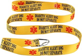 BLUPARK Emergency Medical Alert Dog Leash - Diabetic Alert Dog - Do Not Separate - Yellow, 59 Inches