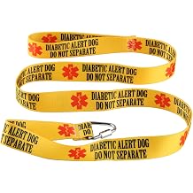 BLUPARK Emergency Medical Alert Dog Leash - Diabetic Alert Dog - Do Not Separate - Yellow, 59 Inches