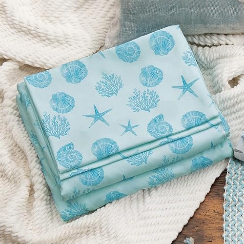 BLACK FOREST DECOR Azure Seashells - Juego de sábanas tamaño individual