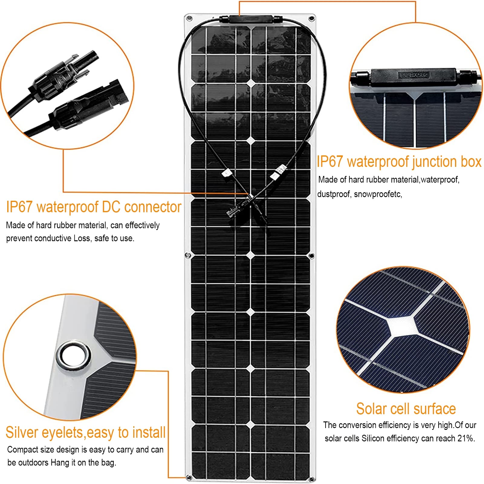 Cargadores solares portátiles Panel Solar Flexible de 200 W, módulos solares fotovoltaicos monocristalinos para Exteriores, Camping, Barco, Tienda, Viaje, jardín