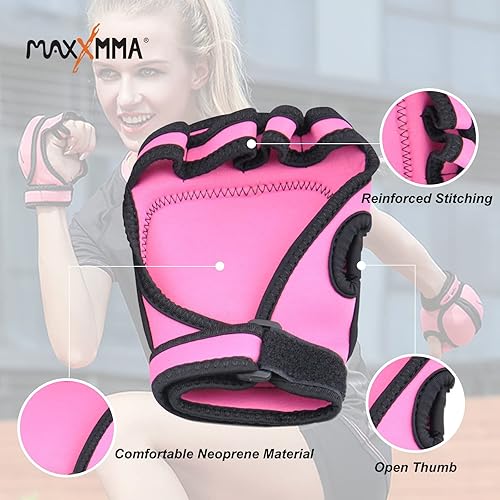 Miniatura 5 de MaxxMMA Guantes con peso ajustables, juego de 2 libras, peso extraíble (2 x 0.5 libras cada guante) para esculpir MMA Kickboxing, cardio, aeróbicos,