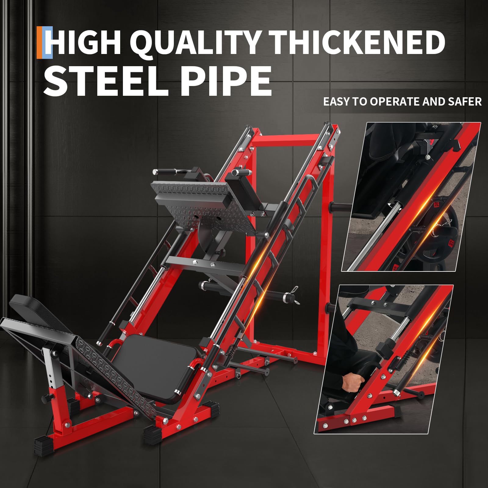 Leg Press Hack Squat Machine, Adjustable Leg Press Machine for Home Gym with Linear Bearing, Specialty Hack Squat Machine for Full Lower Body Workout with Weight Storage Posts