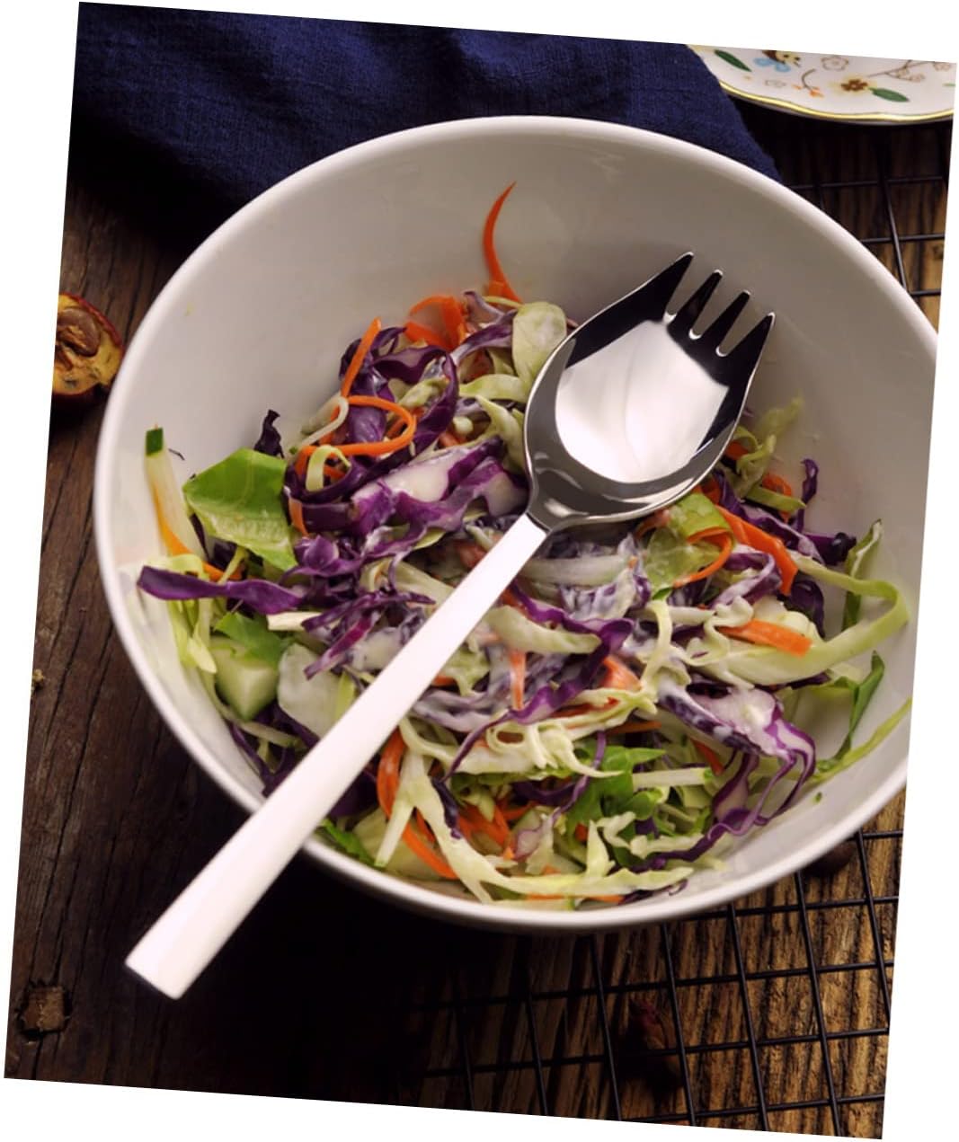 Cabilock 304 Stainless Steel Long Handle Salad Spoon Set 6-Piece Heavy Duty Spork for Salad and Soup Dishwasher Safe Utensils for Home Kitchen