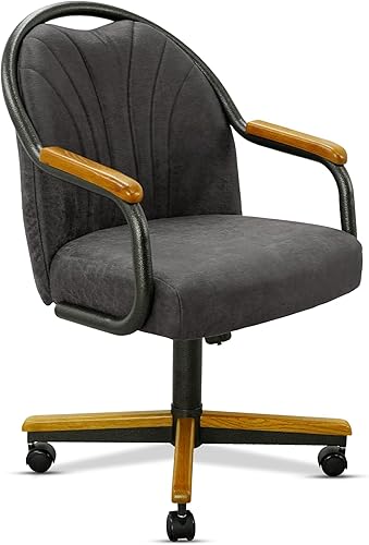 Miniatura 15 de Chromcraft Juego de 4 sillas de comedor de cocina, giratorias, sillas de comedor, sillas tapizadas de espuma viscoelástica con ruedas giratorias