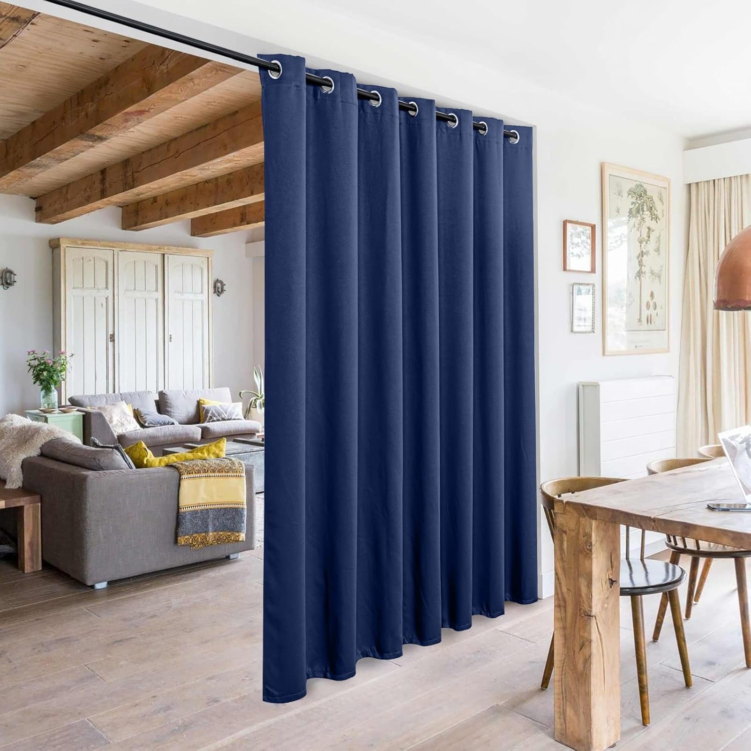 MYSKY HOME Sliding Door Curtains for Living Room, Grommet Blackout Curtain for Bedroom, Patio Thick Vertical Blinds Privacy Thermal Insulated Room Divider Curtains, 1 Panel, 100 x 84 Inch, Navy