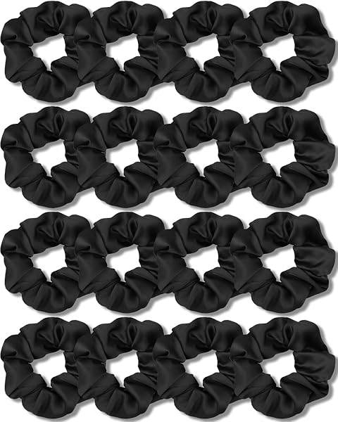 IVARYSS Satin Scrunchies for Women, Soft Than Silk for Hair, Fashion Ties and Bands for Thin | Thick Hair Styling, 16 Pa