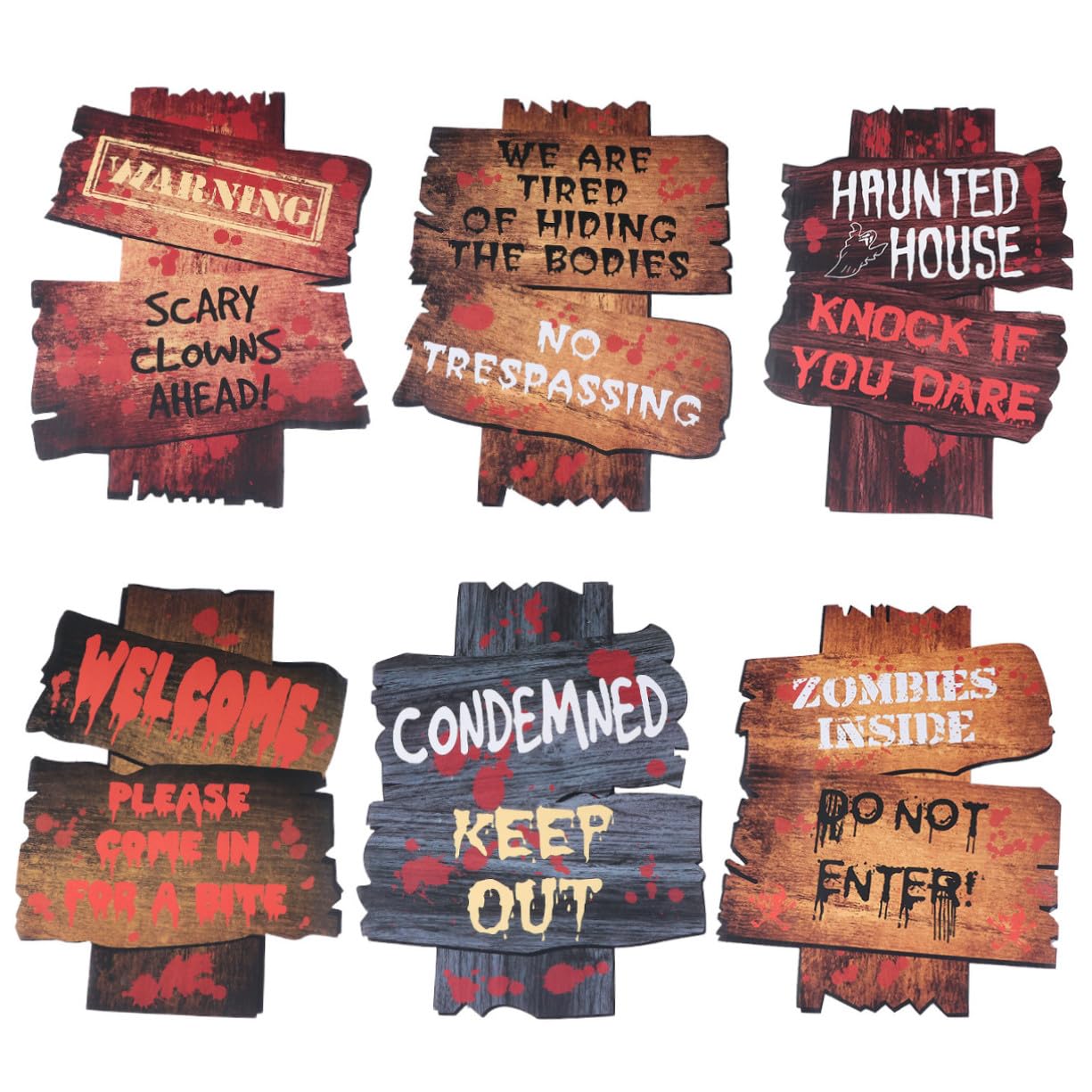 Panneaux de Jardin Halloween Plastique Rigide Signalétique Extérieure Pelouse x6