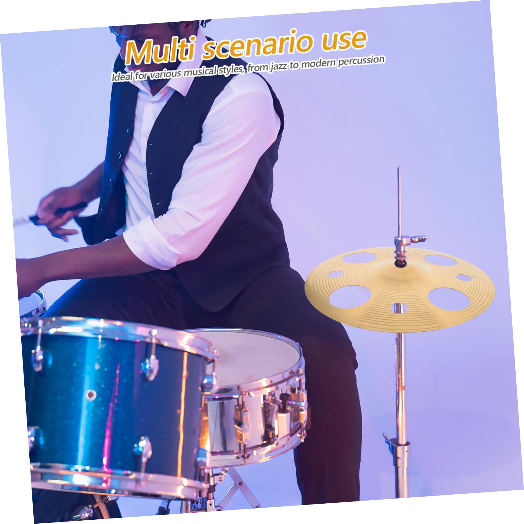 TOPBATHY Trommelbecken Mit Loch 9 Zoll Goldenes Effektbecken Aus Legierung Für Percussion Splash-Becken Mit Wasserklang Leichtes Handbecken Für Bühne Musikunterricht Und Outdoor
