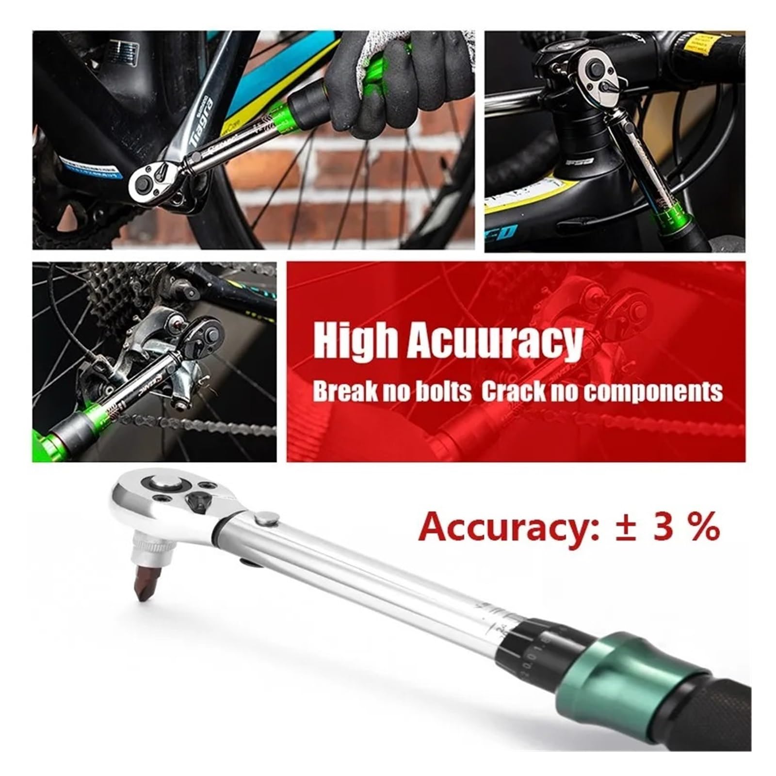 Wkrętak Dynamometryczny Zestaw Kluczy Dynamometrycznych 1/4'' Drive 2-24N.m Precyzyjny Nasadowych Do Rowerów Górskich, Motocykli, Grzechotek, Narzędzi Naprawczych Precyzyjny Dokładny