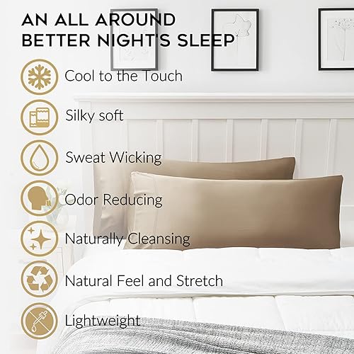 Miniatura 3 de YnM Paquete de 2 fundas de almohada refrescantes, tamaño King (21 x 40 pulgadas), marrón