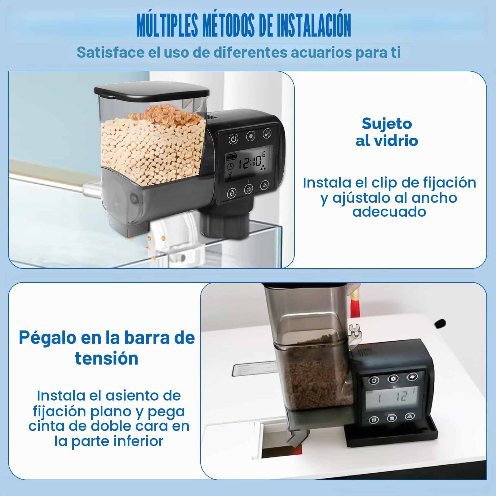 Comedero automático para acuario, 250 ml, dispensador automático de alimentos para peces para acuarios con pilas, comedero automático para peces con recipiente para comida, alimento para peces de