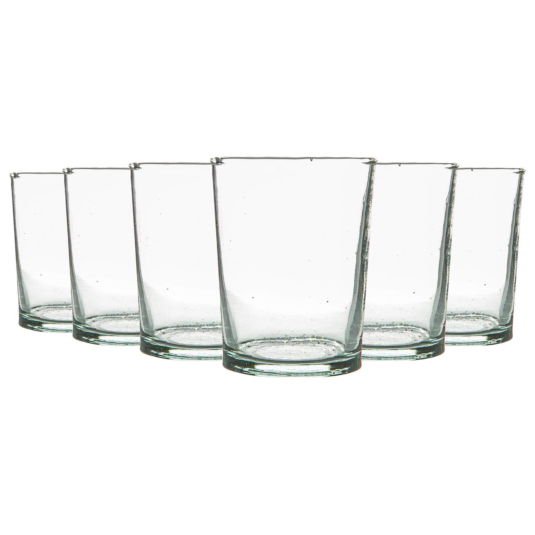 Nicola Spring 6pc Meknes Glass Tumblers - 215ml - Clear Glass - Hand-Blown Moroccan Tumbler Glasses for Juices, Cocktails, Water, Home, Kitchen, Bar, Restaurant, Dining Table, Gift Set