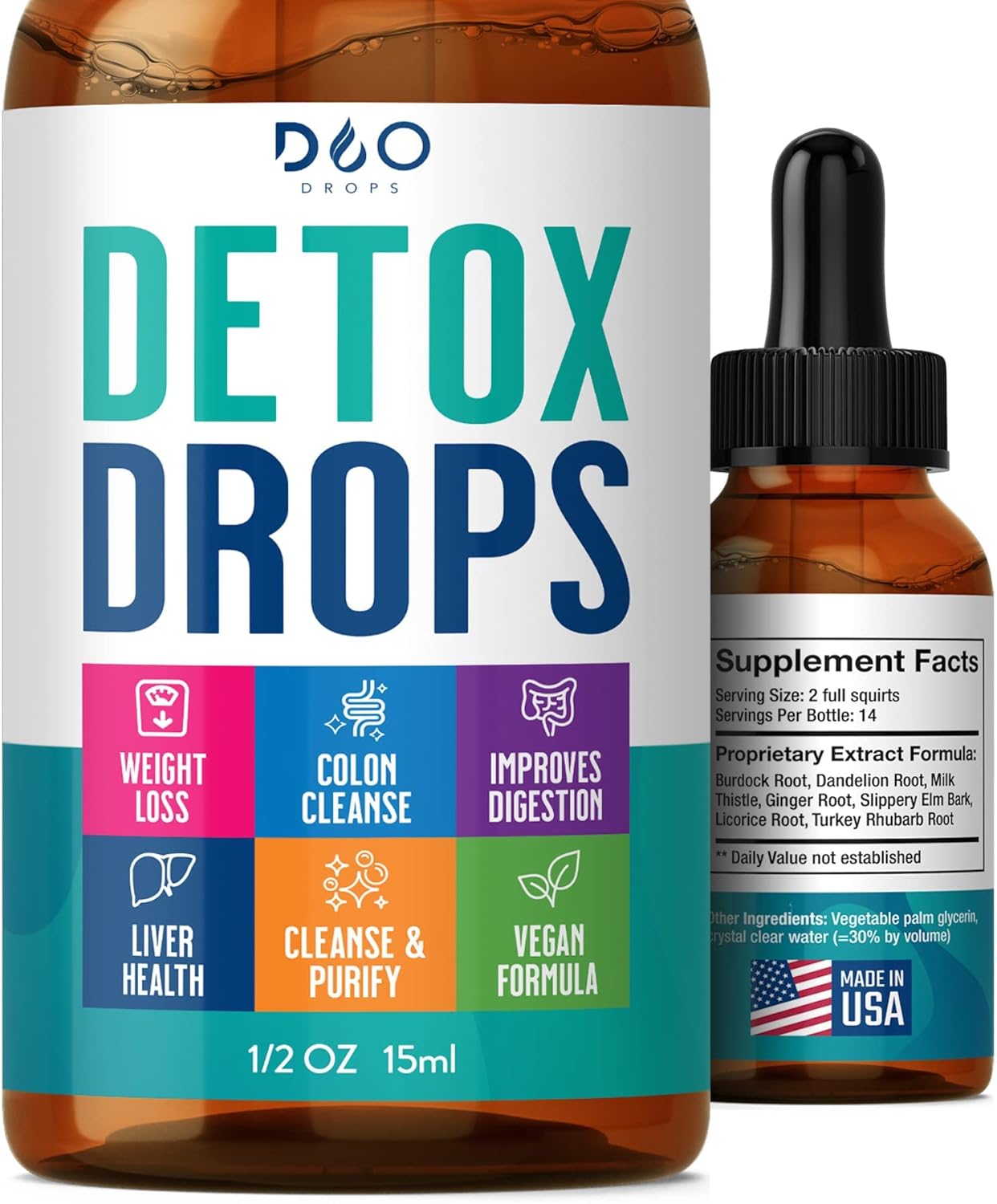Detox Drops - 14 Day Cleanse for Colon and Digestion - Reduce Bloating, Liver and Kidney Detox, with Full Body Repair and Cleanse- for Men and Women : Health & Household