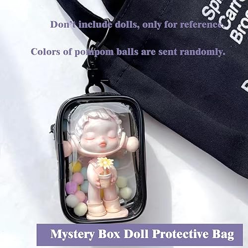 Miniatura 7 de Bolsa transparente para exhibición de figuras con llavero para almacenamiento de 2 muñecas Sonny, mini figuras transparentes para llavero, caja