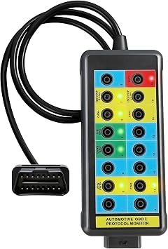 16-Pin OBD2 Breakout Box for Automotive Diagnostics | CAN bus & OBDII protocol detection; tests power, ground and signal communication signals