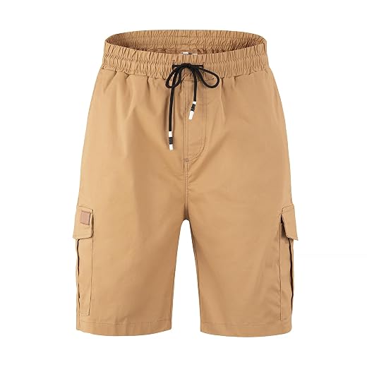 Short cargo masculino casual de sarja com cordão clássico com 6 bolsos Shorts cargo masculinos casuais de sarja de algodão com cordão clássico com 6 bolsos