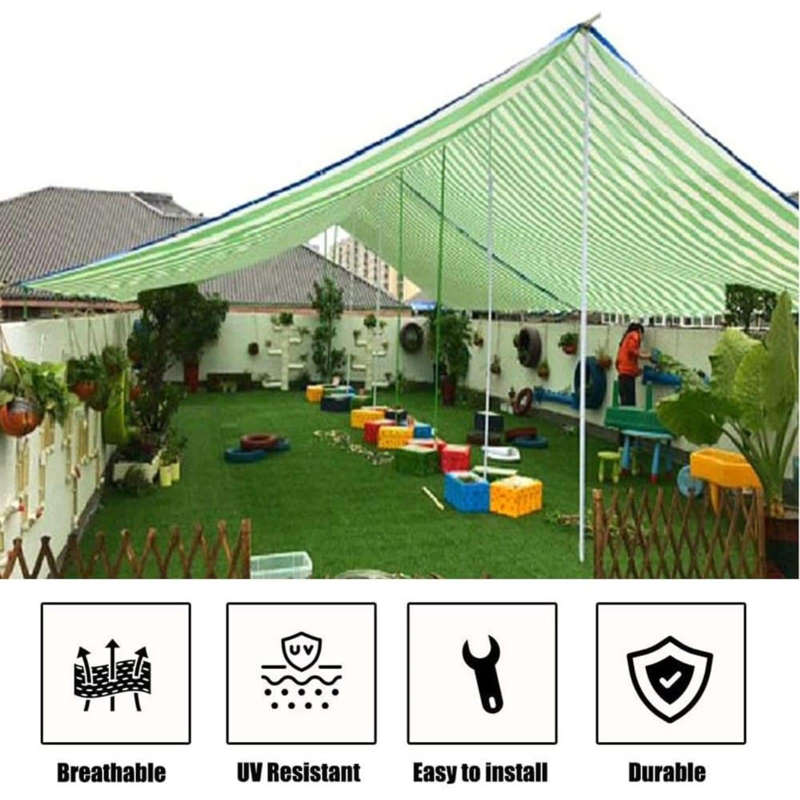 Gartenplane mit Ösen, 90 % UV-Schutz, strapazierfähig, für Gewächshaus und Outdoorpflanzen, 6 x 10 m, strapazierfähige Netzabdeckung für Sonnencreme