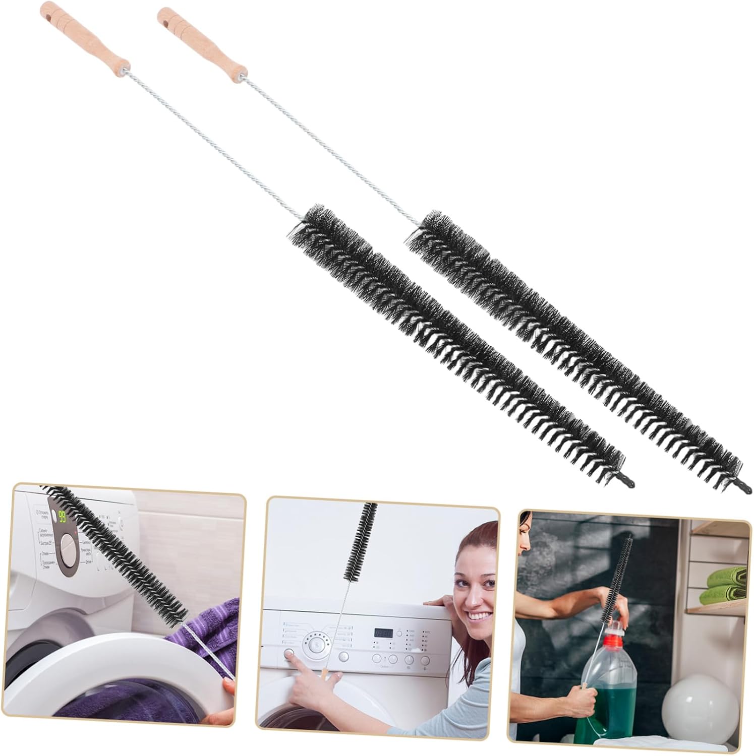 VICASKY 2pcs Multifunctional Dryer Cleaning Brushes for Washing Machine and Pipe High Grade Material Lint Remover for Efficient Home Appliance Maintenance
