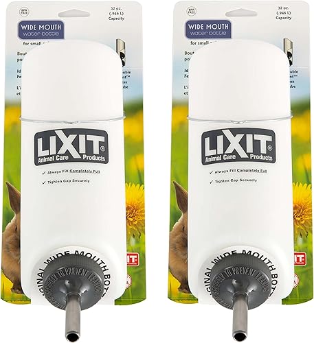 Lixit Botellas de Agua para Jaula de Boca Ancha Libres de BPA para Conejos, Hurones, Cobayas, Ratas, Chinchillas, Hámsters, Ratones, Erizos, Jerbos