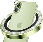 CloudValley for iPhone 17 Glitter Camera Lens Protector, Bling Ultra-HD Tempered Glass Cover with Metal Ring, Sparkly Anti-Scratch Accessories for Women, Easy Installation, Glitter Purple