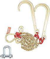 VEVOR G80 V Bridle Tow Chain 5/16" x 2ft, 10800 lbs Capacity, J Hooks & Grab Hooks for Wrecker Recovery Flatbed Trucks