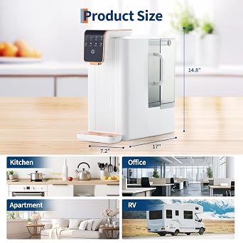 APS Portable Countertop Reverse Osmosis Water Filter System, No Installation Required, 4:1 Pure to Drain Ratio Reverse Osmosis System, 120V RO Water Purifier for Home Kitchen Office - White
