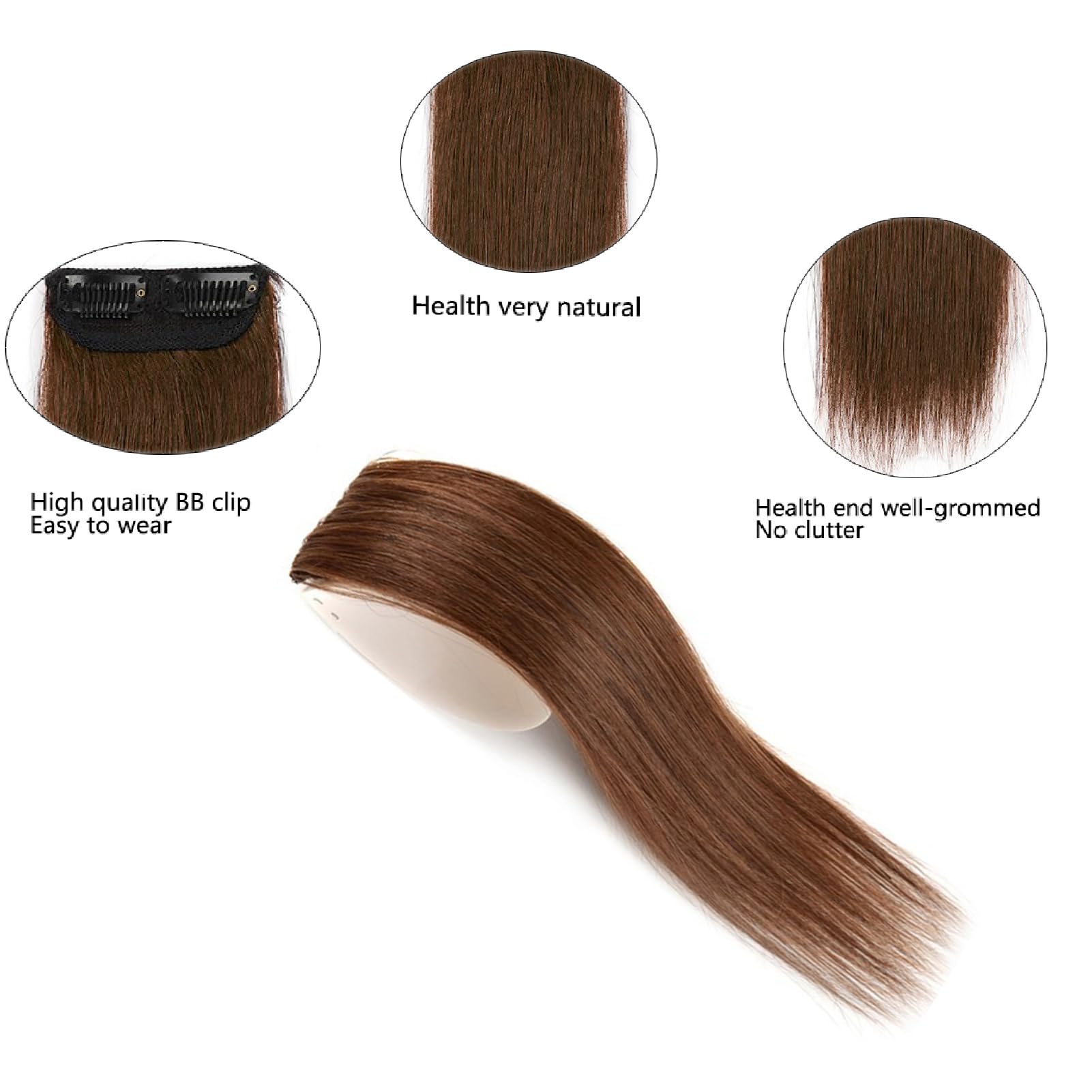 Invisible Hair Extensions Seamless Synthetic Clip in Hair Extension Natural Fluffy Hair Pads Hairpieces Increase Hair Top Side Cover Hairpiece for Women Girls (Light Brown - Image 2