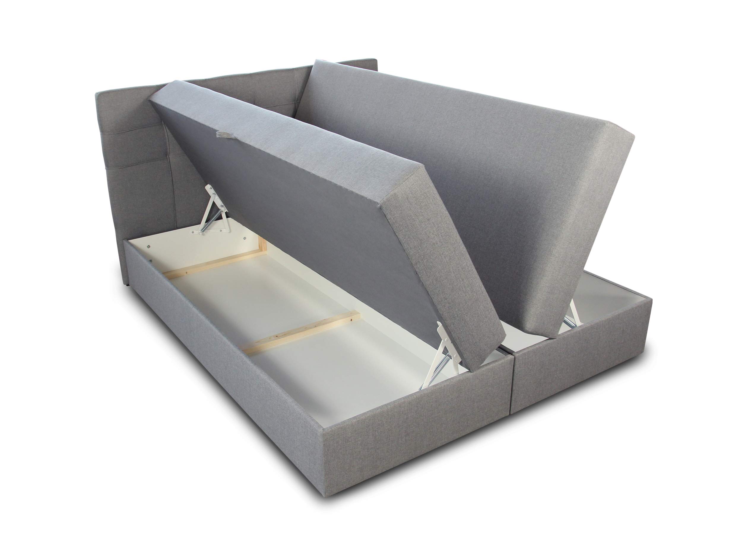 Sofnet Boxspringbett Best mit 2 Bettkästen, Doppelbett mit Bonell-Matratze und Topper, Polsterbett, Bett, Bettgestell, Stilvoll, Schlafzimmer (Graphit (Inari 94), 180 x 200 cm)
