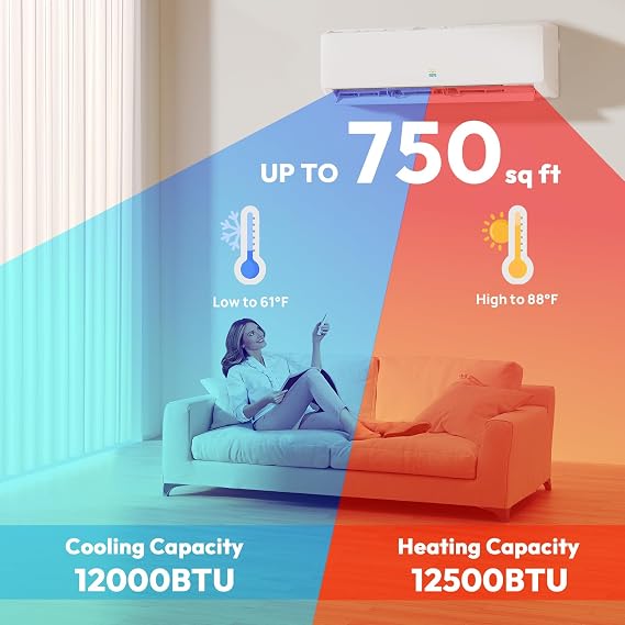 Rellytech Mini Split AC Heating System, 18000 BTU 21 SEER2 208V/230V Heat Pump Ductless Air Conditioner, Pre-charged Inverter Split Unit with Wifi Control, Cools Up to 1250 Sq.Ft, White