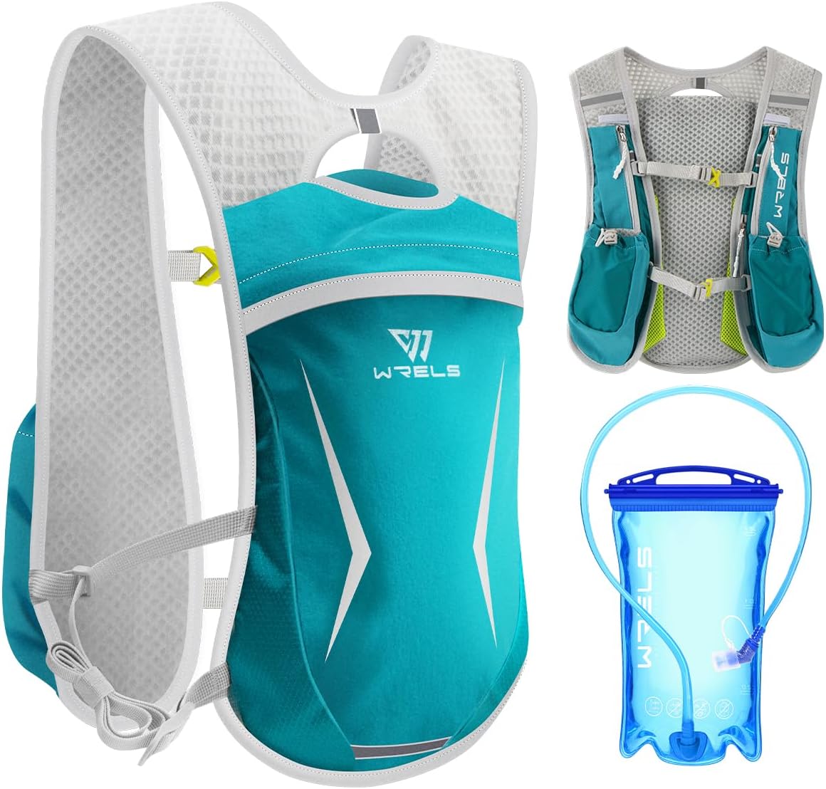 WRELS Hydration Running Vest for Men Women,5L Lightweight Water Backpack with 1.5L Leakproof Water Bladder,Hydration Vest for Marathon Cycling Jogging Hiking
