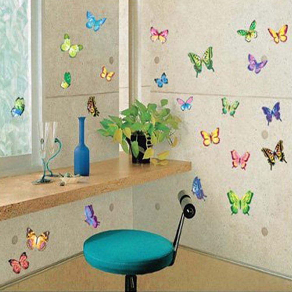 Vibrant Butterflies in Flight - Reusable Instant Decor Self-Adhesive Matte Vinyl Sticker Decal (DESIGN 1, 1)